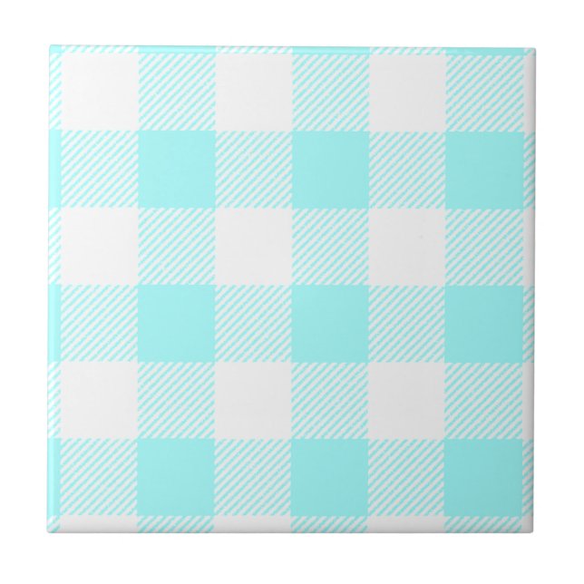 Azulejo Patrón de comprobación de Gingham (azul claro) (Frente)