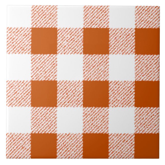 Azulejo Patrón de comprobación de Gingham de Brown (Frente)