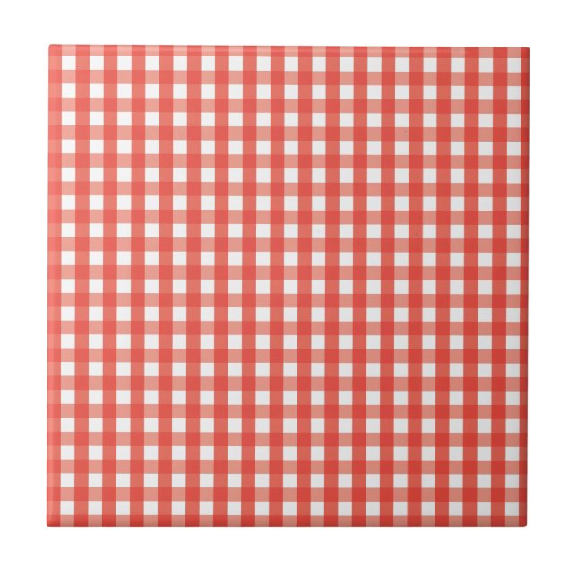 Azulejo Patrón de comprobación de Gingham rojo (Frente)