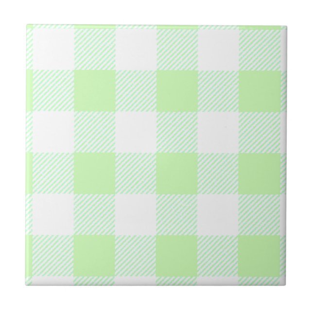 Azulejo Patrón de comprobación de Gingham verde claro (Frente)