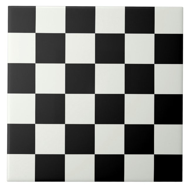 Azulejo Patrón de comprobación de negro y blanco Ti de cer (Frente)