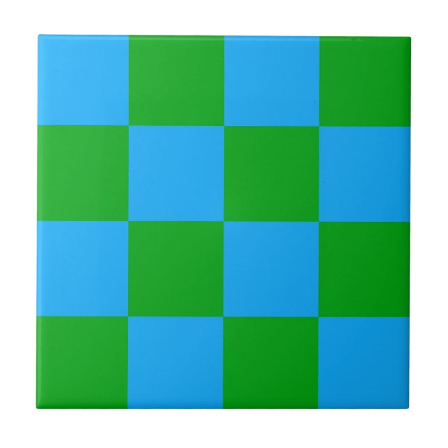 Azulejo Patrón de comprobación verde azul (Frente)