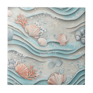 Azulejo Patrón de concha marina costera boho