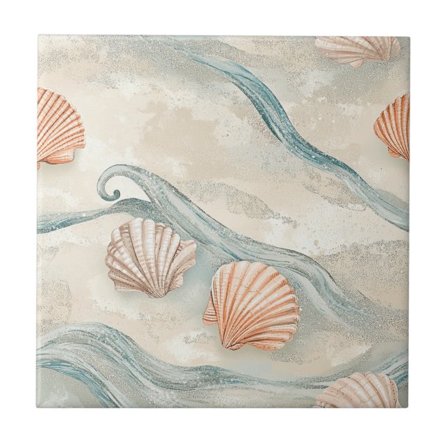 Azulejo Patrón de conchas de casa de playa (Frente)