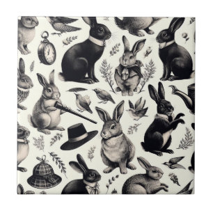 Azulejo Patrón de conejo de cosecha