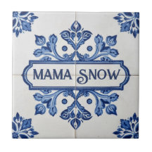 Patrón de copo de nieve azul y blanco con nombre p