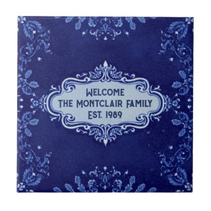 Azulejo Patrón de copo de nieve nombre personalizado vacac