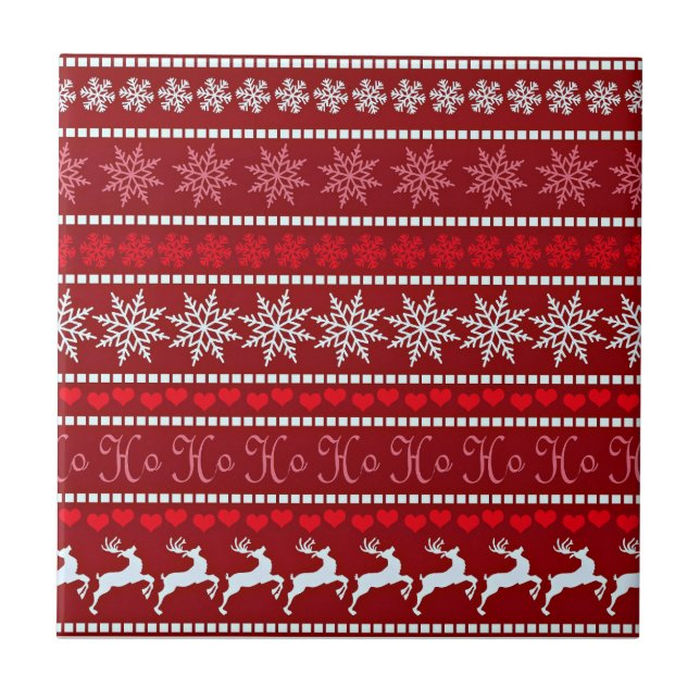 Azulejo Patrón de copos de nieve de Navidades festivos (Frente)