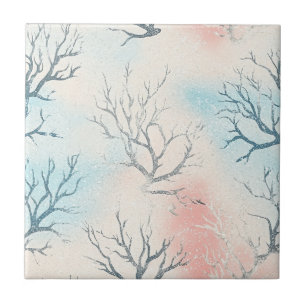 Azulejo Patrón de coral costero de acuarela Boho Luxe (1)