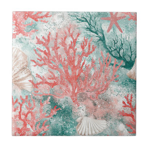Azulejo Patrón de coral costero de lujo