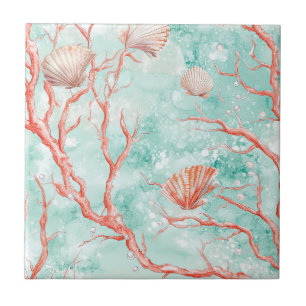 Azulejo Patrón de coral de vida marina