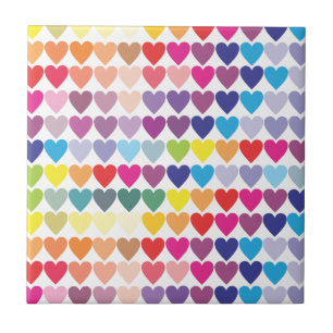 Azulejo Patrón de corazón de arcoiris colorido