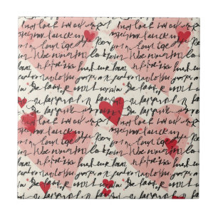 Azulejo Patrón de corazón moderno con fondo de escritura (