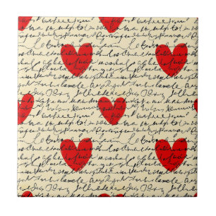 Azulejo Patrón de corazón moderno con fondo de escritura (