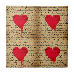 Azulejo Patrón de corazón moderno con fondo de escritura (