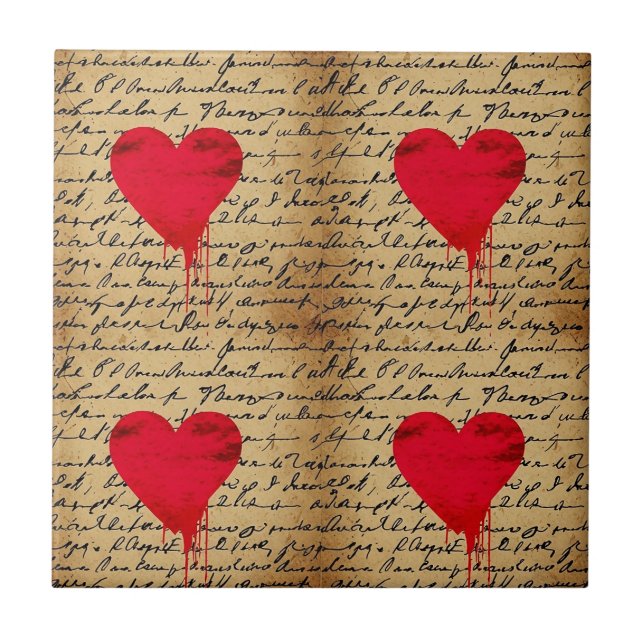Azulejo Patrón de corazón moderno con fondo de escritura ( (Frente)