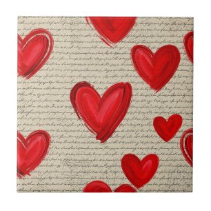 Azulejo Patrón de corazón moderno con fondo de escritura (
