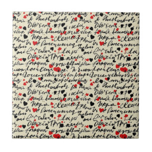 Azulejo Patrón de corazón moderno con fondo de escritura (