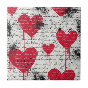Azulejo Patrón de corazón moderno con fondo de escritura (