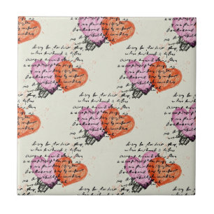 Azulejo Patrón de corazón moderno con fondo de escritura (