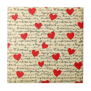 Azulejo Patrón de corazón moderno con fondo de escritura (