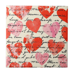 Azulejo Patrón de corazón moderno con fondo de escritura (