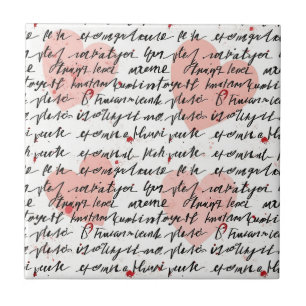 Azulejo Patrón de corazón moderno con fondo de escritura (