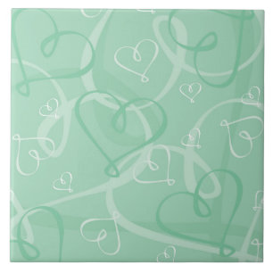 Azulejo Patrón de corazón verde de la mimbre