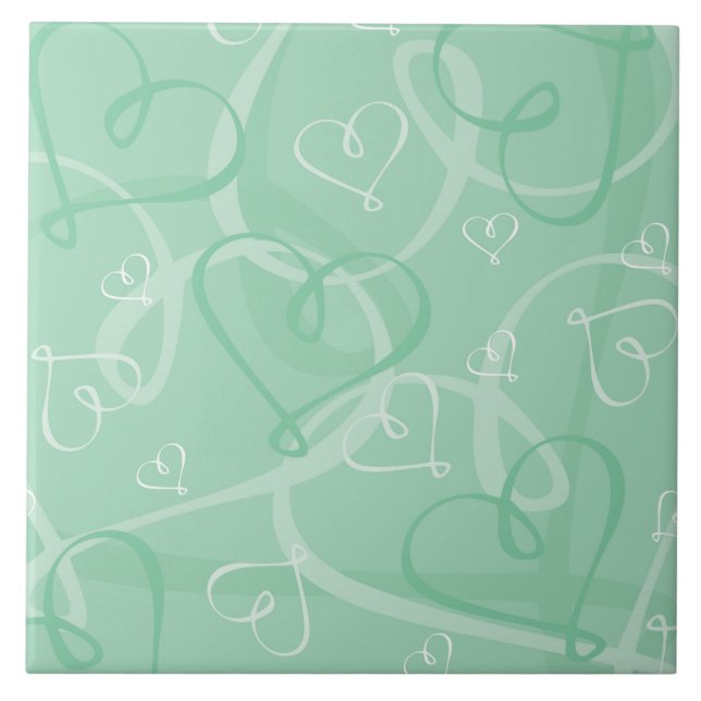 Azulejo Patrón de corazón verde de la mimbre (Frente)