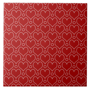 Azulejo Patrón de corazones de amor y puntos de polka en r