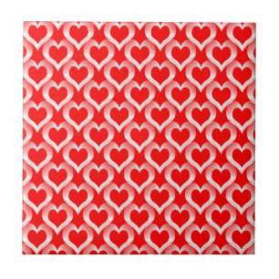Azulejo Patrón de Corazones Rojos Blancos