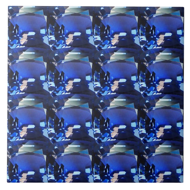 Azulejo Patrón de corte de cojín de zafiro azul (Frente)