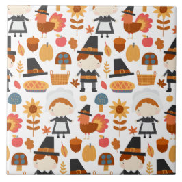 Azulejo Patrón de cosecha de peregrinos de Acción de Graci