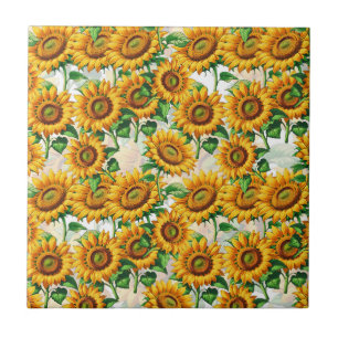 Azulejo Patrón de Cottagecore floral de girasol