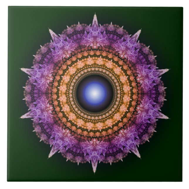 Azulejo Patrón de cristal violeta fractal (Frente)