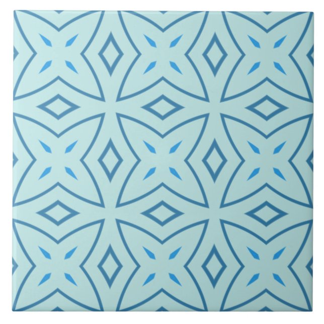 Azulejo Patrón de cruces geométricas de pizarra azul e hie (Frente)