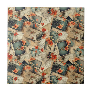 Azulejo Patrón de cuadernillo floral vintage
