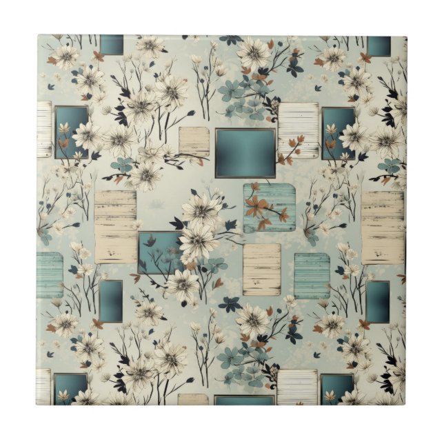Azulejo Patrón de cuadernillo floral vintage (2) (Frente)