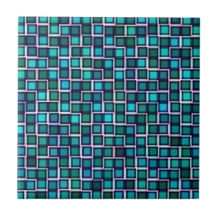 Azulejo Patrón de cuadrados azules abstractos