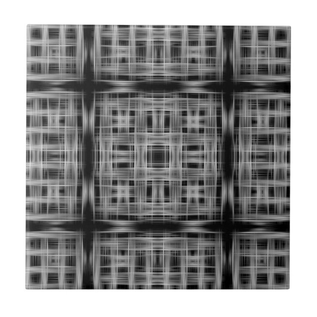 Azulejo Patrón de cuadrícula en blanco y negro (Frente)