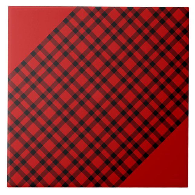 Azulejo Patrón de Cuadro Escocés Rojo Negro (Frente)