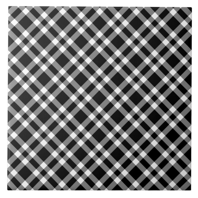 Azulejo Patrón de Cuadro Negro Blanco (Frente)