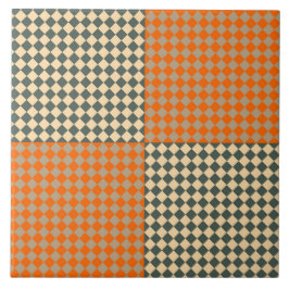 Azulejo Patrón de cuadros amarillo naranja taupe