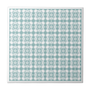 Azulejo Patrón de cuadros argyle blanco turquesa