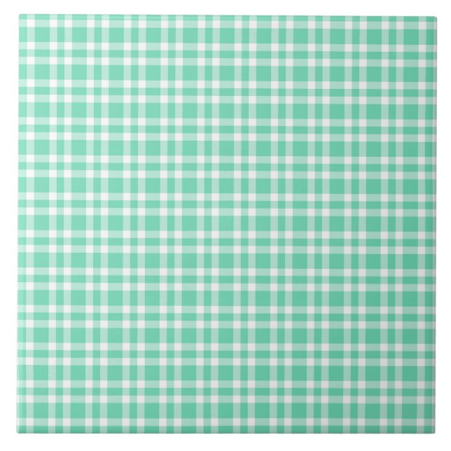 Azulejo Patrón de Cuadros Blanco Aguamarina (Frente)
