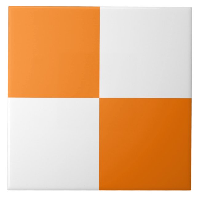 Azulejo Patrón de cuadros blancos y naranjas (Frente)