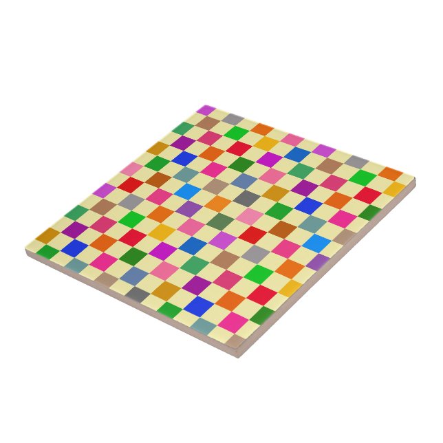 Azulejo Patrón de cuadros de colores amarillo (Lado)