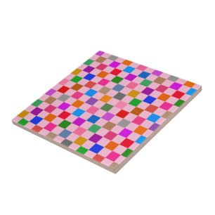 Azulejo Patrón de cuadros de colores rosados