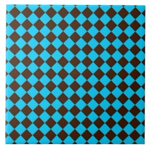 Azulejo Patrón de cuadros de diamante azul marrón