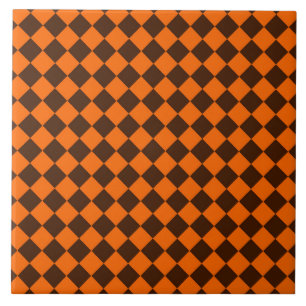 Azulejo Patrón de cuadros de diamante naranja marrón